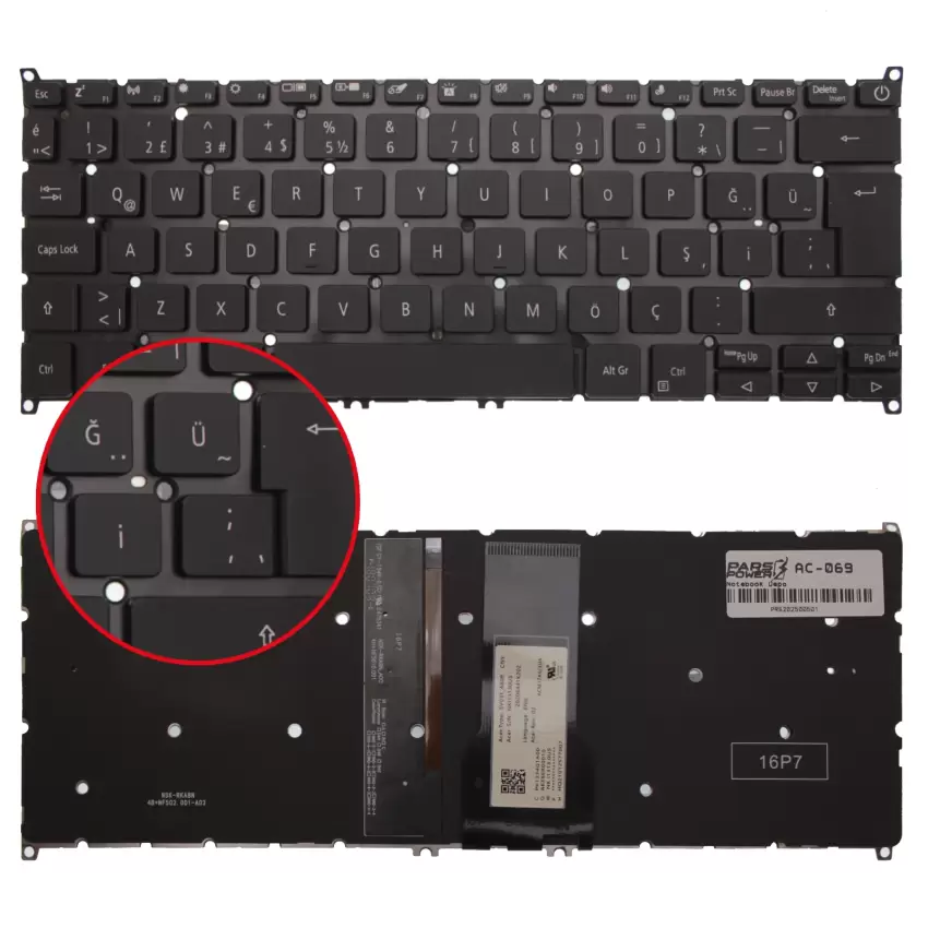 Acer Swift 3 SV3P-A80BWL Klavye Işıklı (Siyah TR)