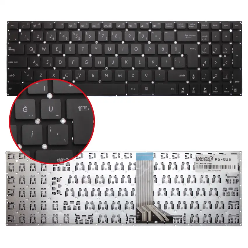 Asus 0KNB0-6111TU00, 0KNB0-6124UK00 Notebook Klavye (Siyah TR)