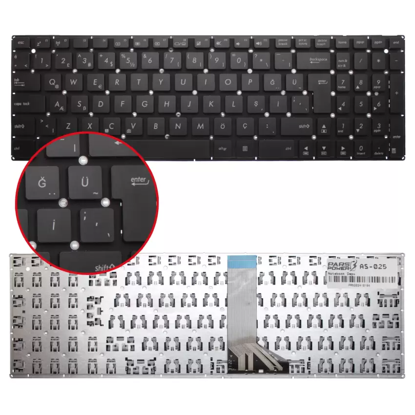 Asus X554LD-XO598DA, X554LJ-XO220D Notebook Klavye (Siyah TR)
