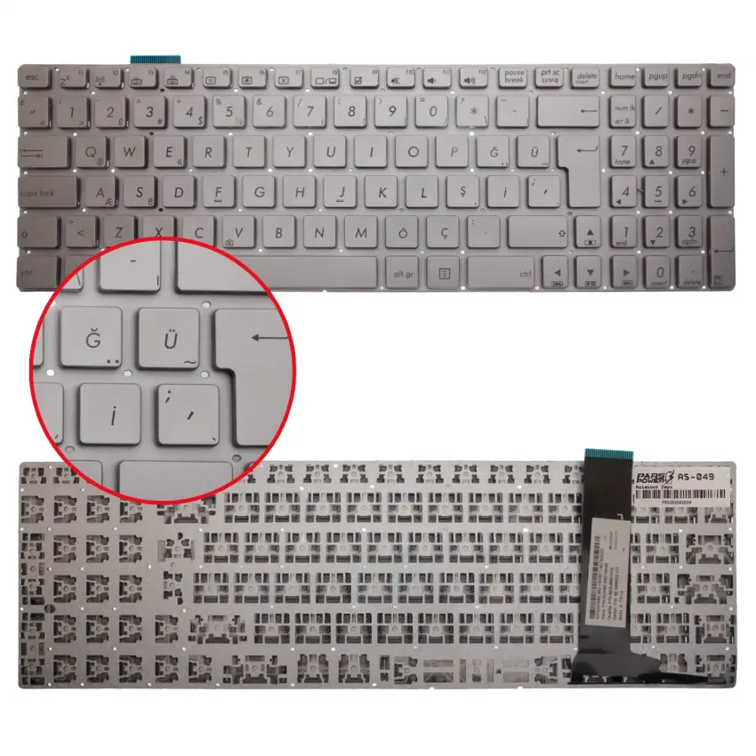Asus GL550J, N550JA, N550JK, N550JV Klavye (Gümüş TR)