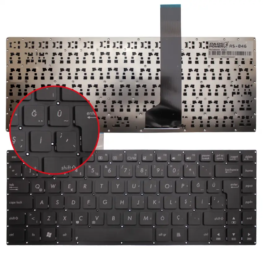 Asus A46CA (A46CA-WX043D) Notebook Klavye (Siyah TR)
