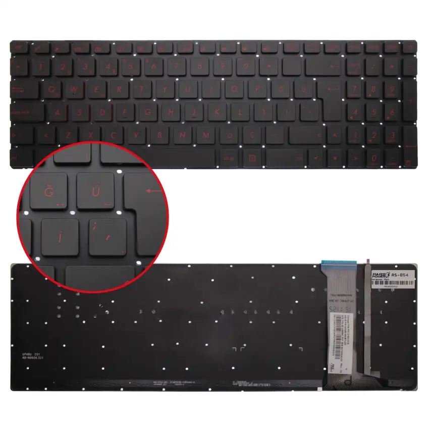 Asus ROG GL551JM-EH71, GL551JM-EH74 Notebook Klavye Işıklı (Siyah TR)