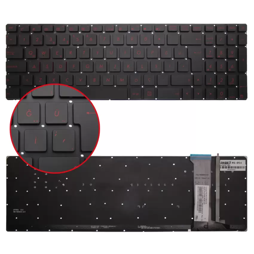 Asus VivoBook Pro N752V, N752VW, N752VX Notebook Klavye Işıklı (Siyah TR)