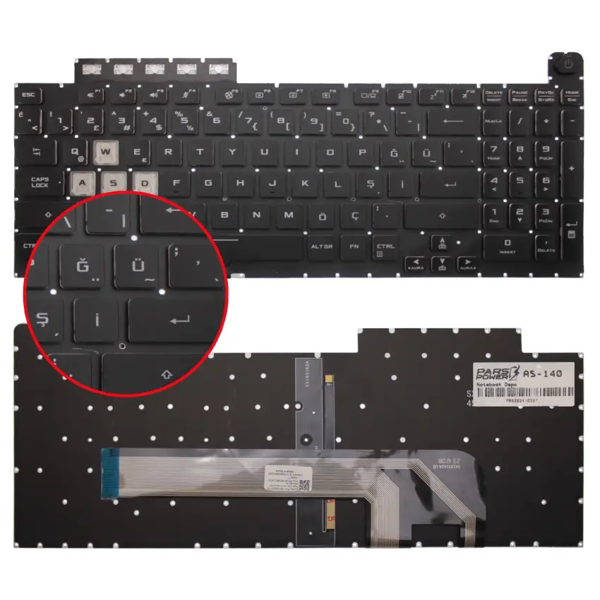 Asus TUF FA506, FX506 Klavye Işıklı (Siyah TR)