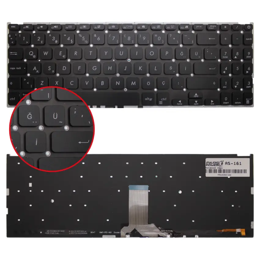 Asus VivoBook 15 X512DA, X512DK, X512FB Klavye Işıklı (Siyah TR)