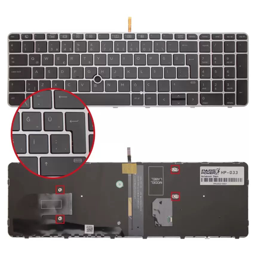 HP EliteBook SN9145PS, SG-81110-XUA Notebook Klavye Işıklı (Siyah TR)