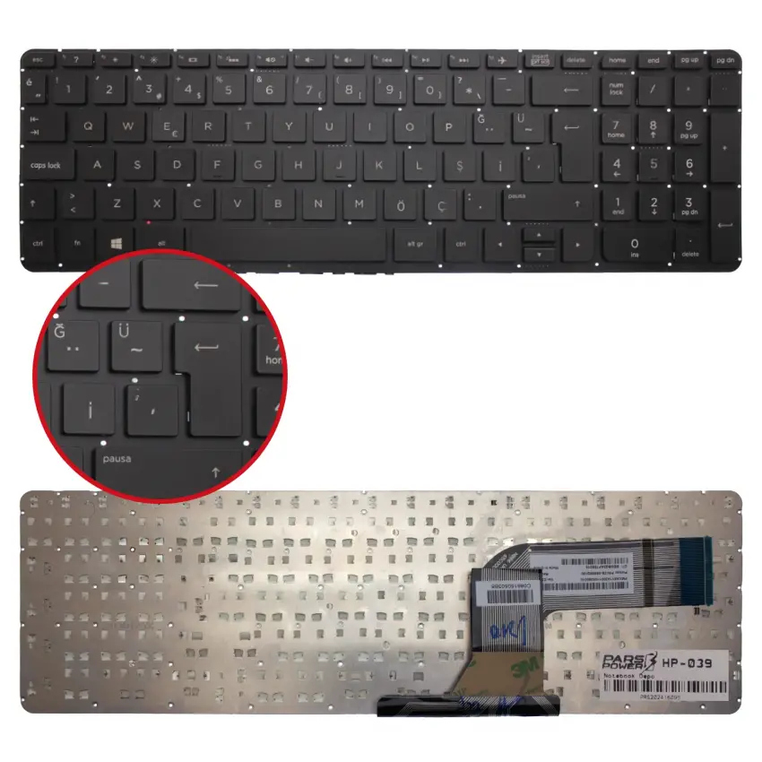 HP Pavilion 15-p201nt, 15-p202nt, 15-p203nt Notebook Klavye (Siyah TR)