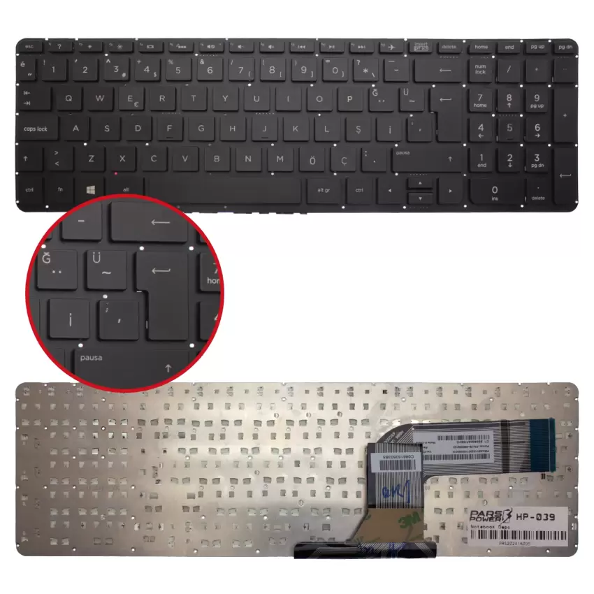 HP pavilion 15-p, 15-k, 17-F 15-p000, 15-p100, 15-p200 Serisi Notebook Klavye (Siyah TR)