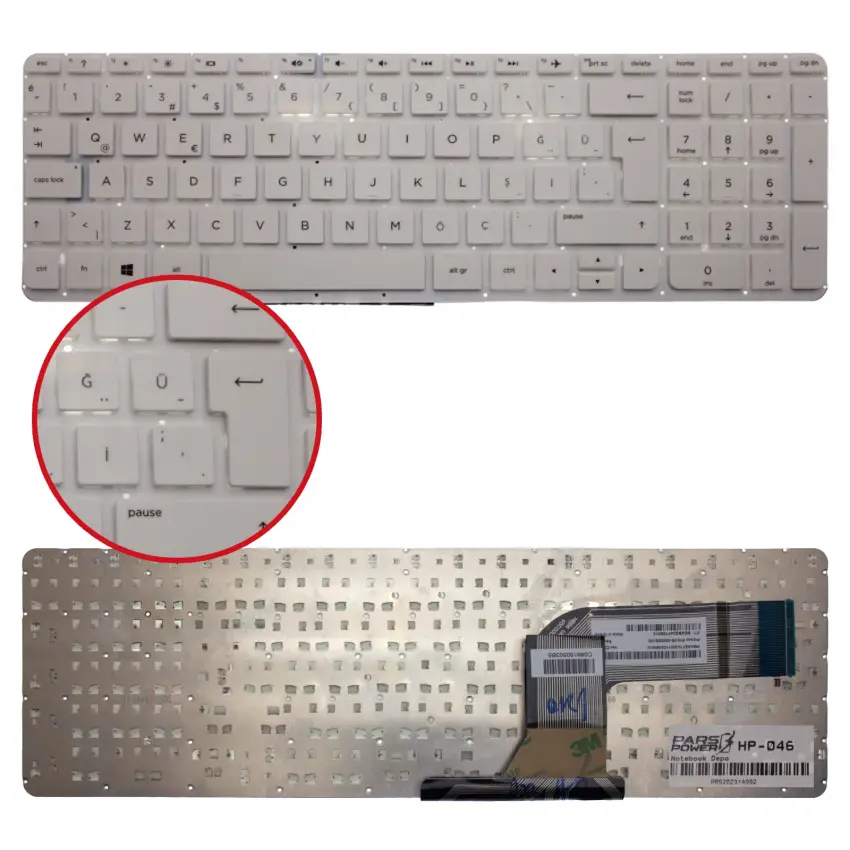 HP V140646BK1, V140646BS1, 774556-141 Notebook Klavye (Beyaz TR)