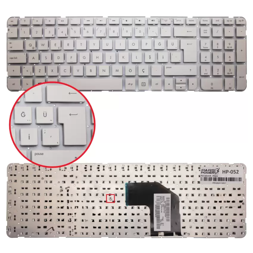 HP Pavilion g6-2000, g6-2100, g6-2200, g6-2300 Serisi Çerçevesiz Notebook Klavye (Beyaz TR)