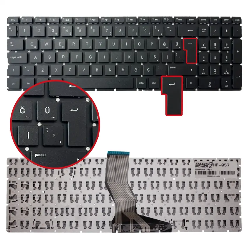 Hp 15-ab, 15-ak, 15-au, 15-aw Serisi Notebook Klavyesi (Siyah TR)