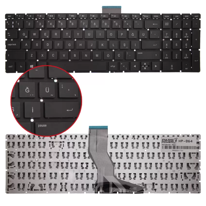 Hp 15-bs, 15-bw, 15-cb, 15-cc, 250 G6, 255 G6 Serisi Notebook Klavye (Siyah TR)