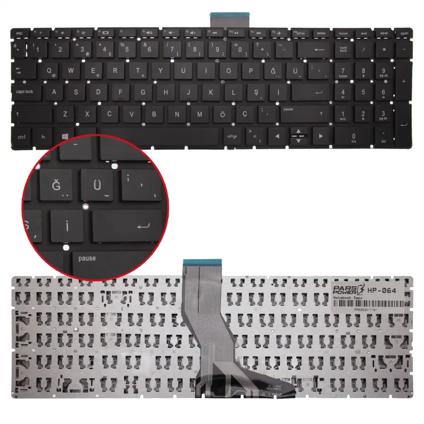 HP 17-ak009nt 3LF11EA, 15s-eq1037nt 27S13EA Notebook Klavye (Siyah TR)