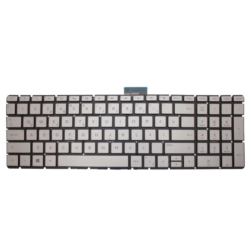Hp 15-bs, 15-bw, 15-cb, 15-cc, 250 G6, 255 G6 Serisi Notebook Klavye Işıklı (Gümüş TR)