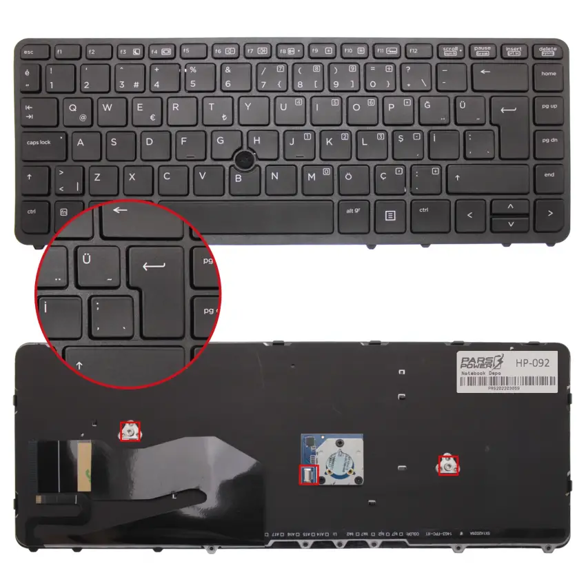 HP EliteBook 745 G1, 745 G2, 755 G1 Notebook Klavye (Siyah TR)