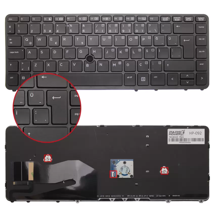 Hp Elitebook 740 G1, 740 G2, 750 G1 Notebook Klavye (Siyah TR)