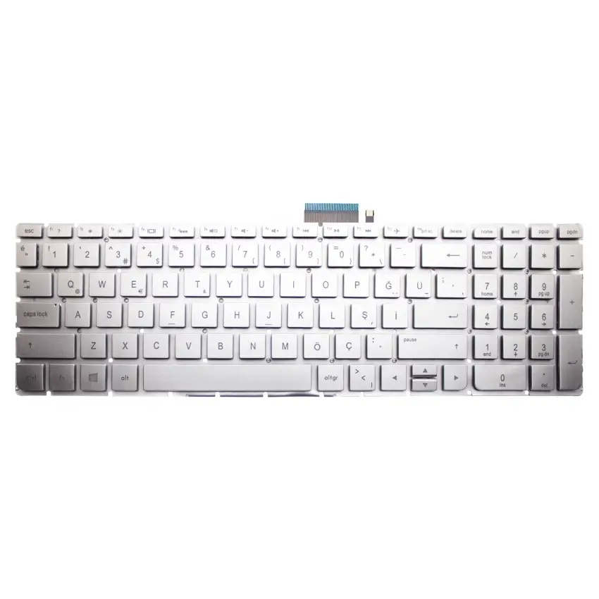 Hp 15-ab, 15-ak, 15-au, 15-aw Serisi Notebook Klavye Işıklı (Gümüş TR)