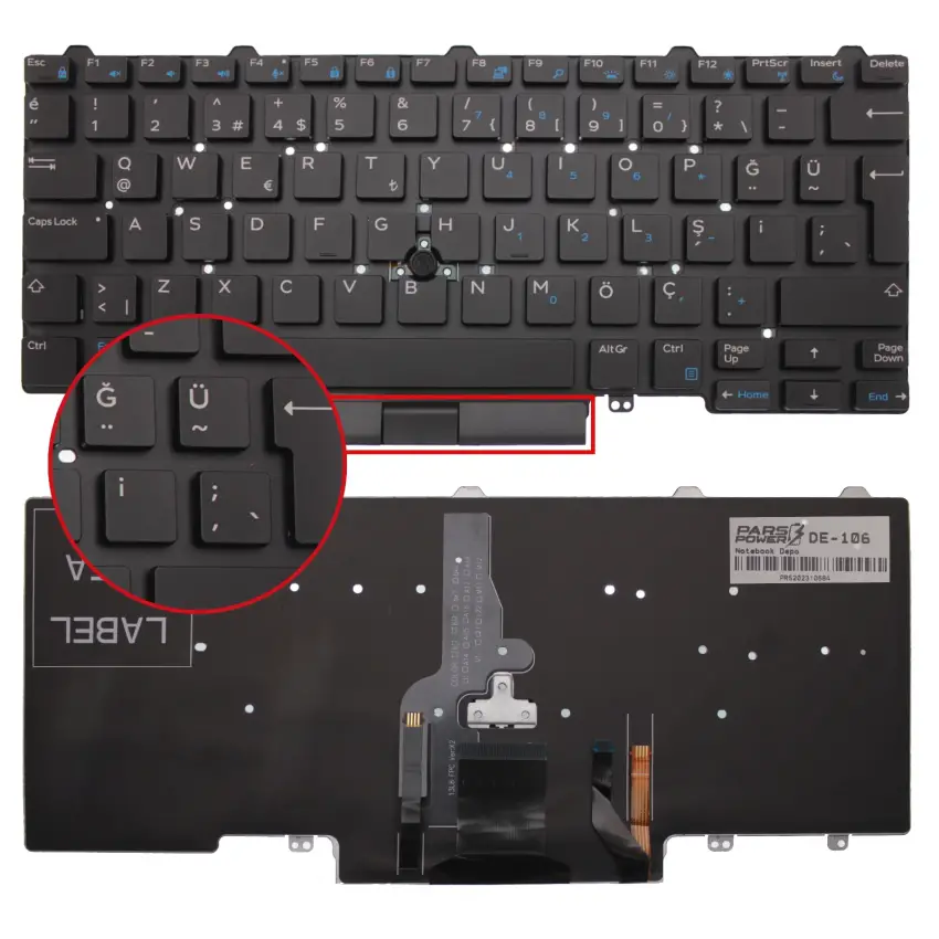 Dell Latitude P73G003, P72G003 Klavye Işıklı (Siyah TR)