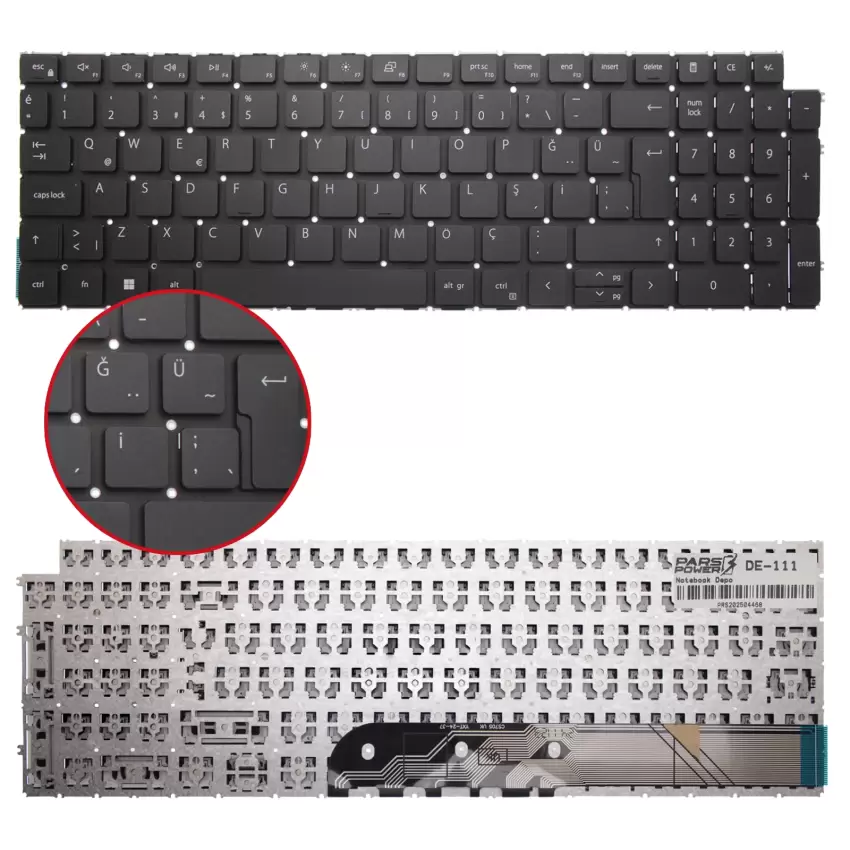Dell inspiron 15 7510 INS7510TGL013HS Klavye (Siyah TR)
