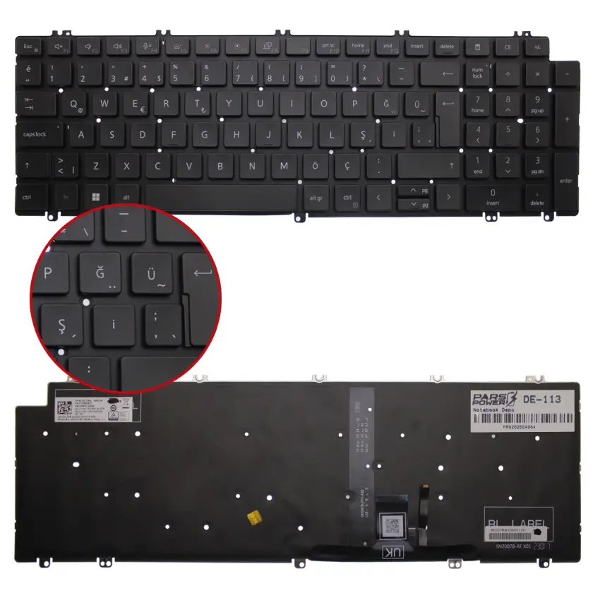 Dell Latitude 5520 N014L552015EMEA_W Klavye Işıklı (Siyah TR)