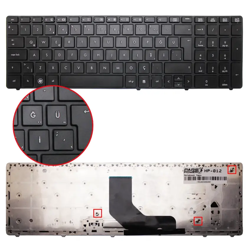 Hp EliteBook 8560p, 8570p, Hp ProBook 6560b, 6570b, 6575b Serisi Notebook Klavye (Siyah TR)