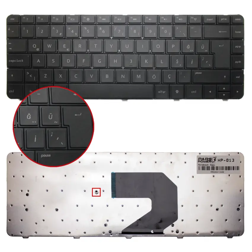 HP 250 G1 H0W78EA, H6P48EA, H6Q69ES Notebook Klavye (Siyah TR)