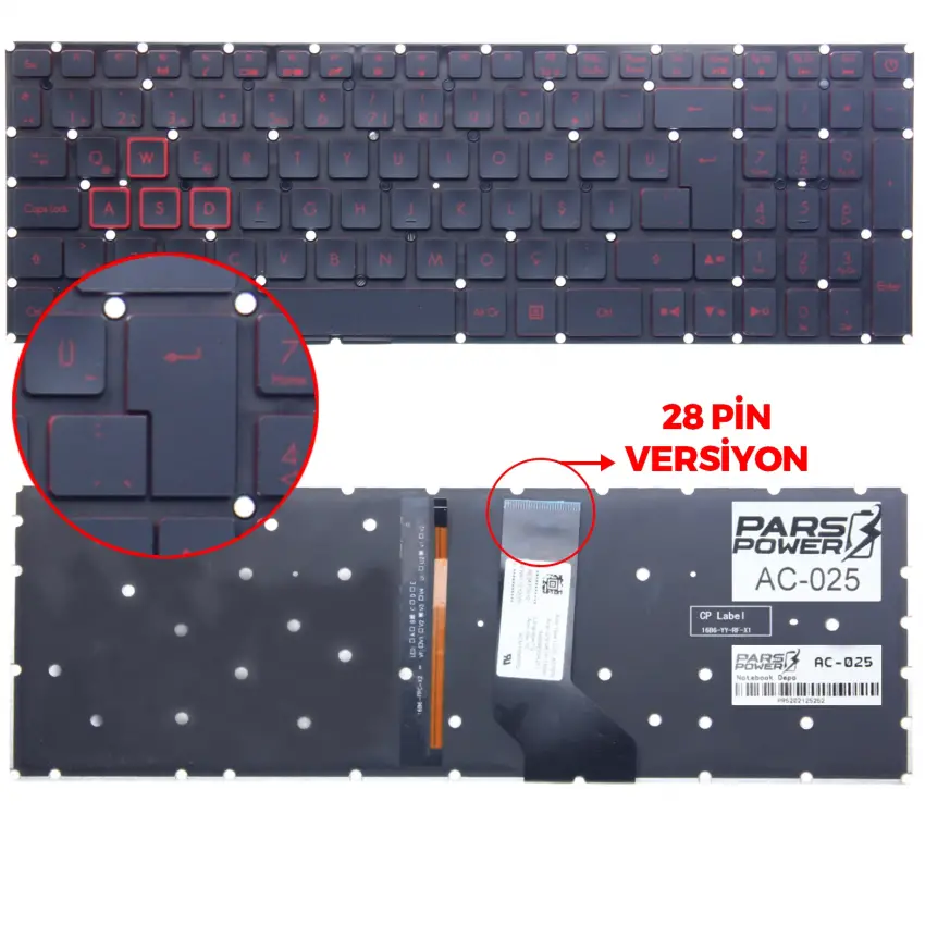 Acer Nitro 5 AN515-51-79C0 Klavye Işıklı (Siyah TR)