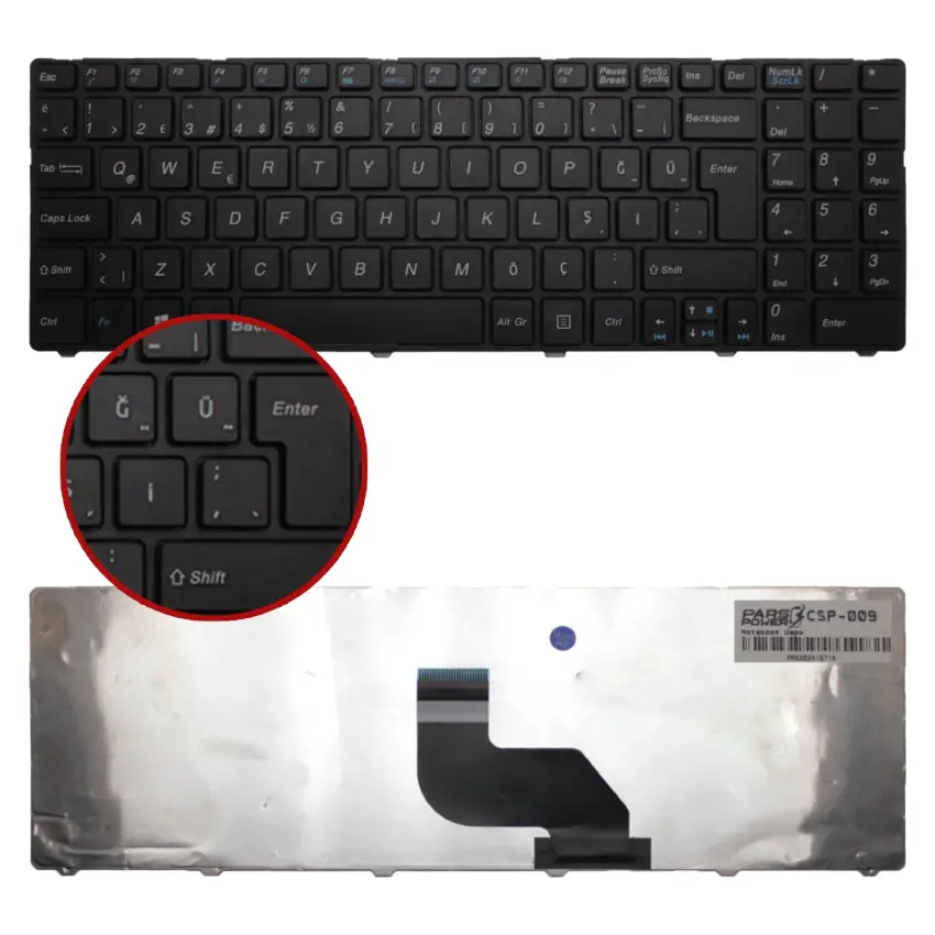 Grundig V128862BS1, V128862DK1, V128862DK2 Notebook Klavye (Siyah TR)