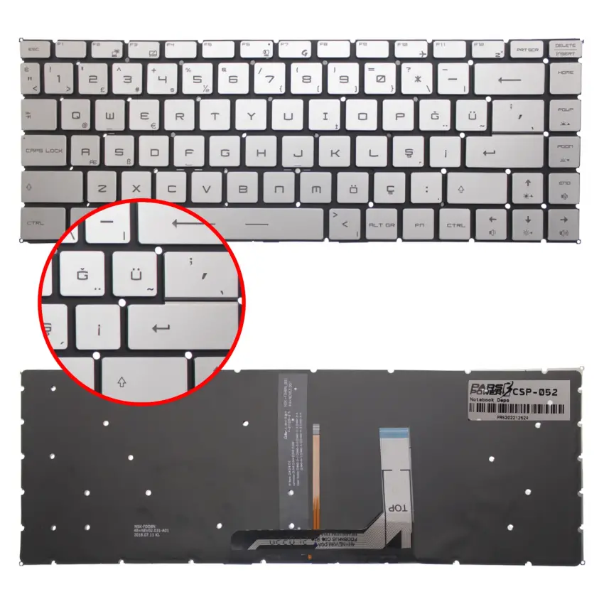 MSI Ws65 9tm-1012tr Klavye Işıklı (Gümüş TR)