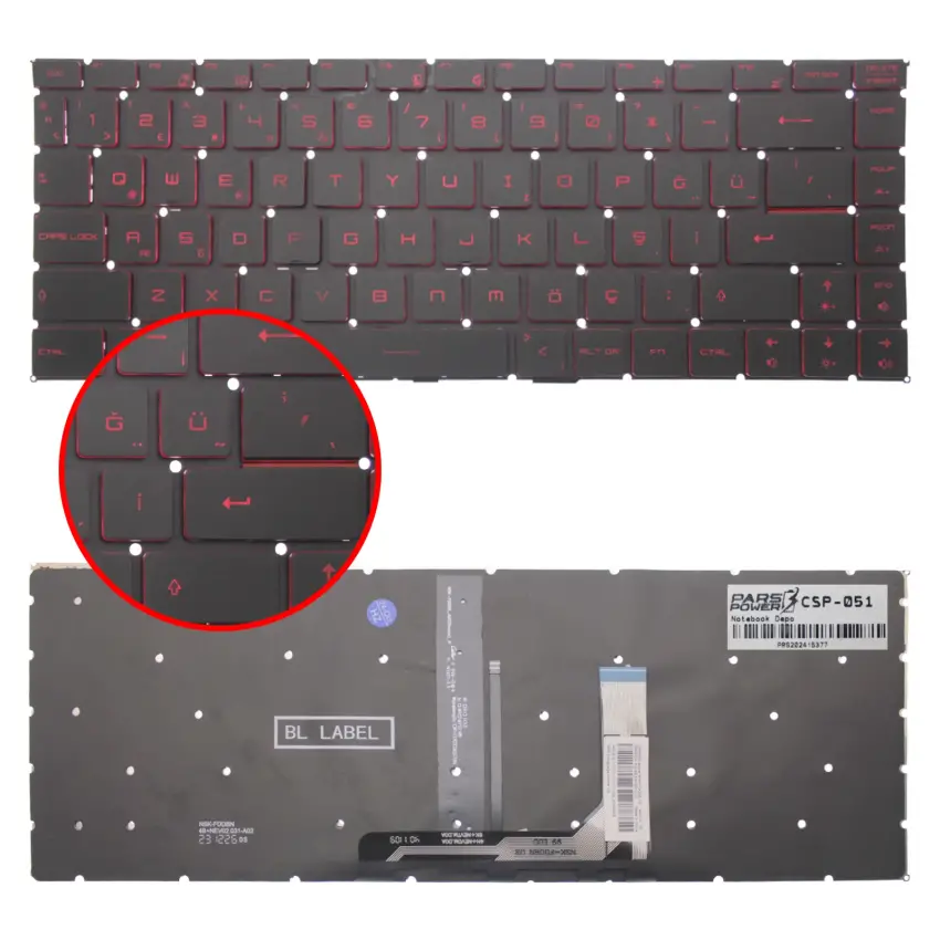 MSI Ws65 9tm-1012tr Klavye Işıklı (Siyah TR)