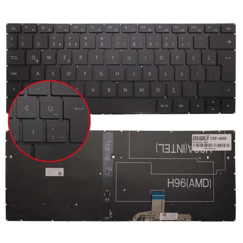Huawei MateBook H96 AMD Klavye Işıklı (Siyah TR)
