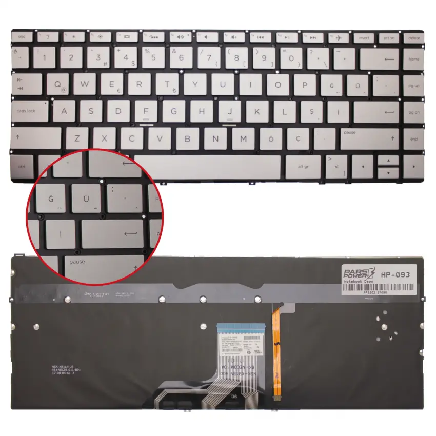 Hp Spectre x360 13-ac005nt 2EP15EA Klavye Işıklı (Gümüş TR)