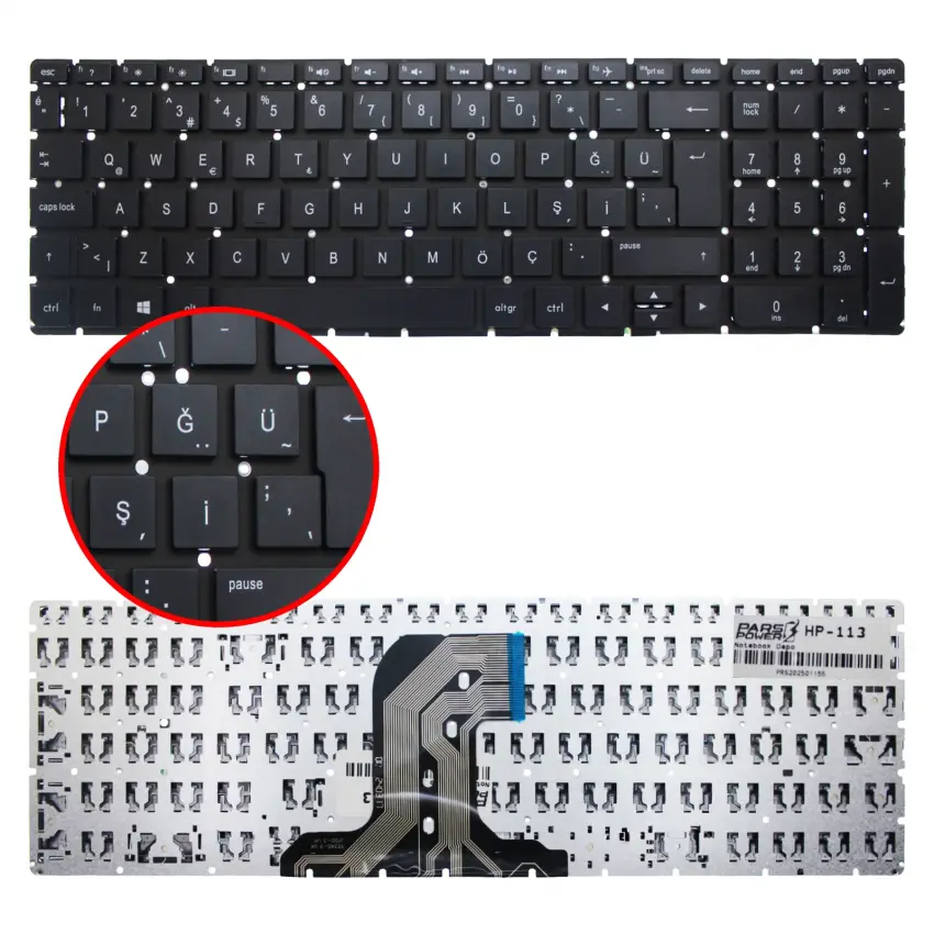 Hp 250 G5 W4M48ES, W4M67EA, W4M87ES Notebook Klavye (Siyah TR)