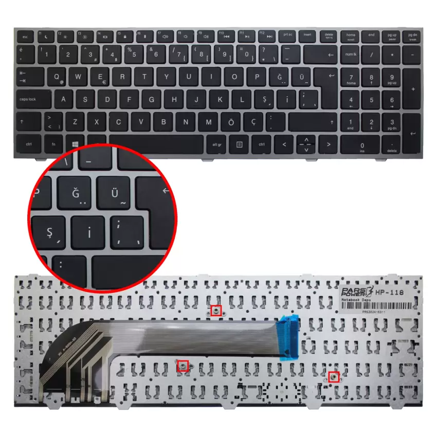 Hp Probook 4540s H4R42ES, H5H91EA Notebook Klavye (Siyah TR)