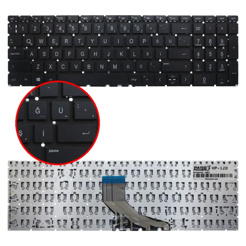 HP Pavilion Gaming 15-dk2077nt (68N52EA) Notebook Klavye (Siyah TR)