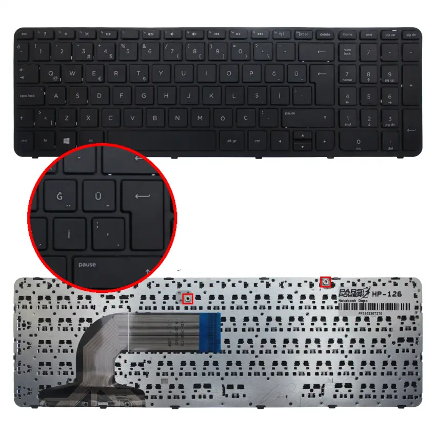 Hp 350 G1 F7Y80EA, K3X42EA, F7Z01EA Klavye (Siyah TR)