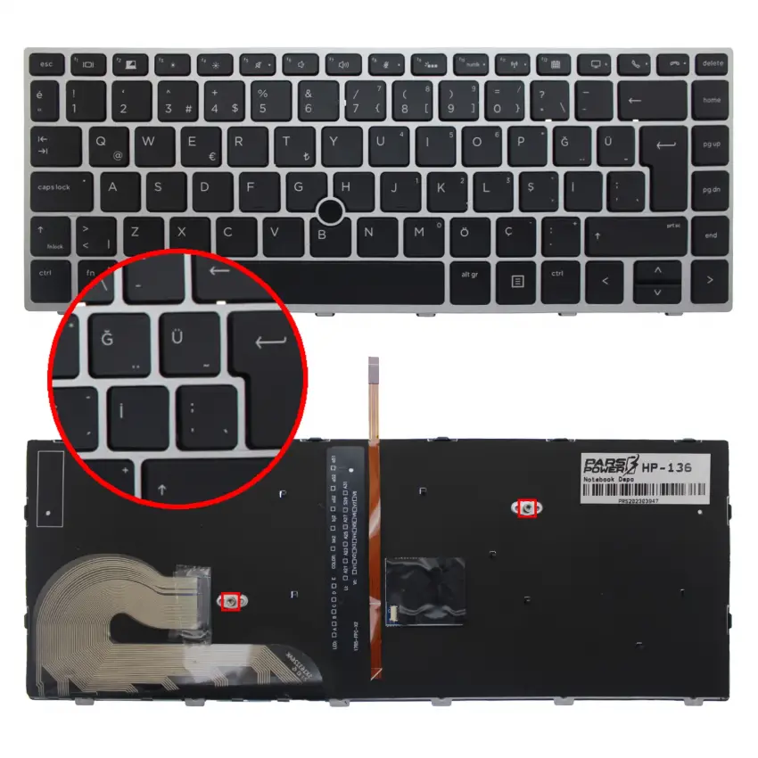 HP EliteBook L14377-541, L14378-141 Klavye Işıklı (Siyah TR)