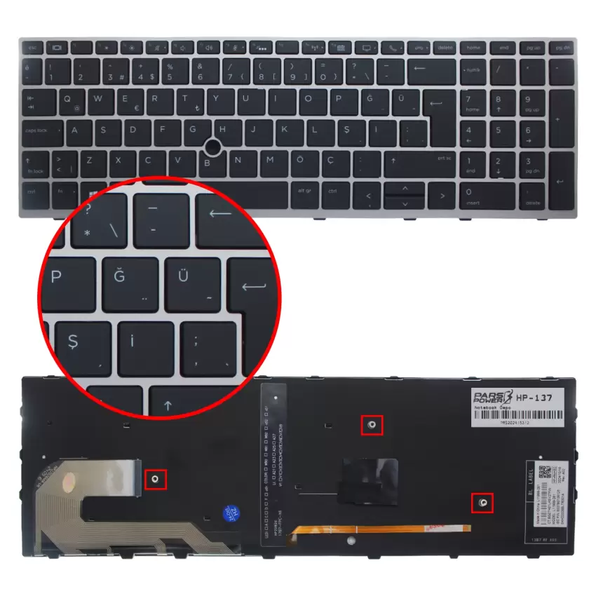 HP EliteBook L11999-001, HPM17B7 Klavye Işıklı (Siyah TR)