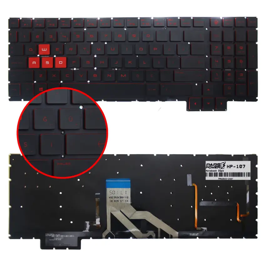 HP Omen 15-ce098nt (2CR91EA) Notebook Klavye (Işıklı TR)