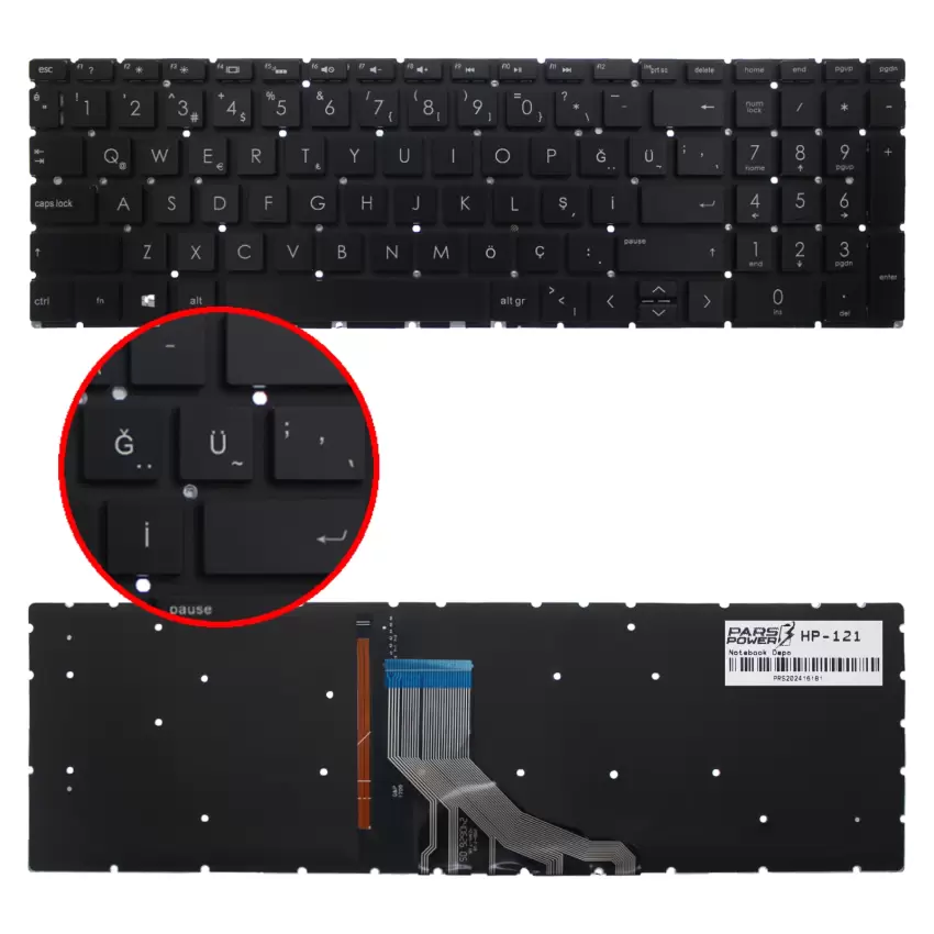 HP PK1329I1C09, 9Z.NEZSC.40U Notebook Klavye Işıklı (Siyah TR)