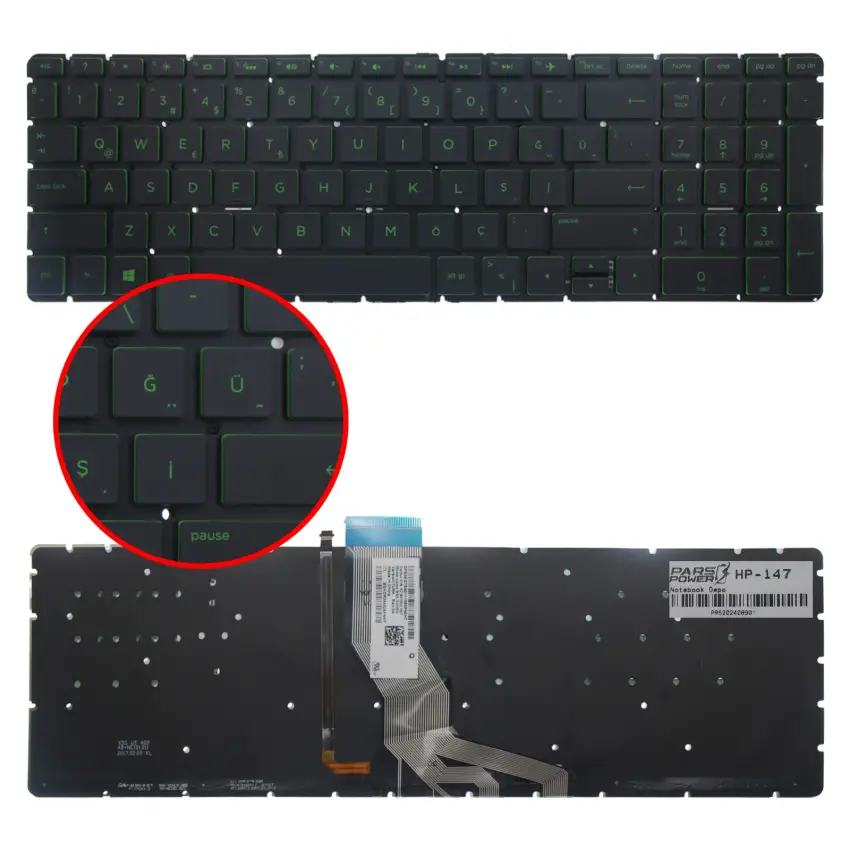Hp 15-bs, 15-bw, 15-cb, 15-cc, 250 G6, 255 G6 Serisi Notebook Klavye Işıklı (Siyah TR)