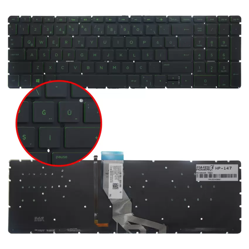 Hp 15-bs002nt, 15-bs003nt, 15-bs004nt Notebook Klavye Işıklı (Siyah TR)