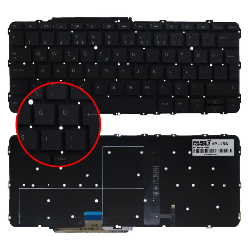 HP EliteBook Folio M5, M7 Klavye Işıklı (Siyah TR)
