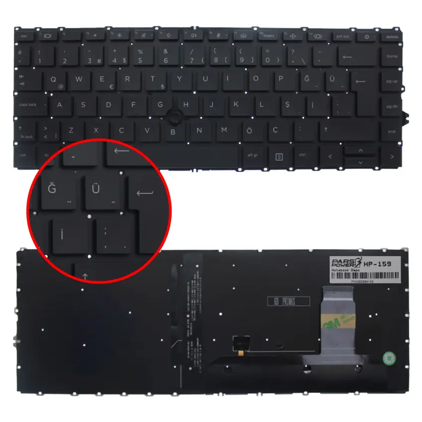 HP EliteBook 745 G8 Klavye Işıklı (Siyah TR)