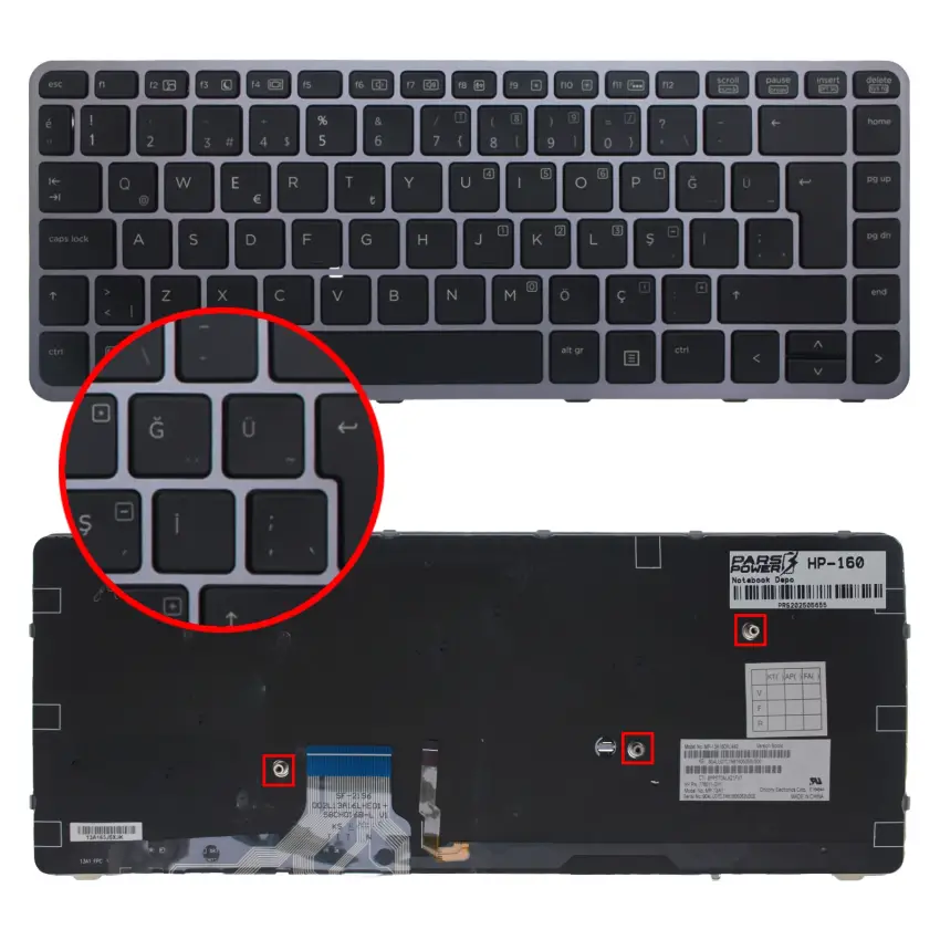 HP EliteBook Folio 90.4LU07.L0T Klavye Işıklı (Siyah TR)