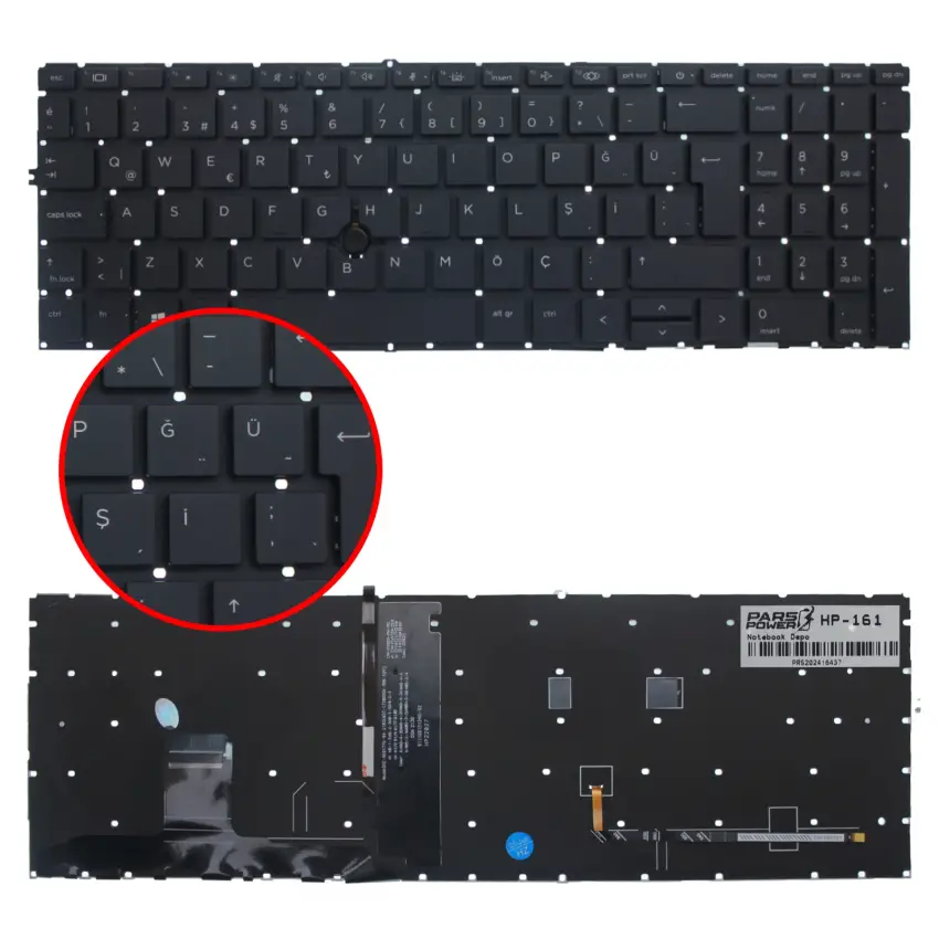 HP Elitebook 750 G7, 755 G7 Klavye Işıklı (Siyah TR)