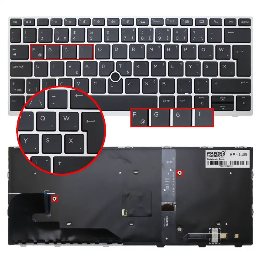 HP Elitebook 830 G5, 735 G5, 730 G5 Klavye Işıklı (Siyah TR)