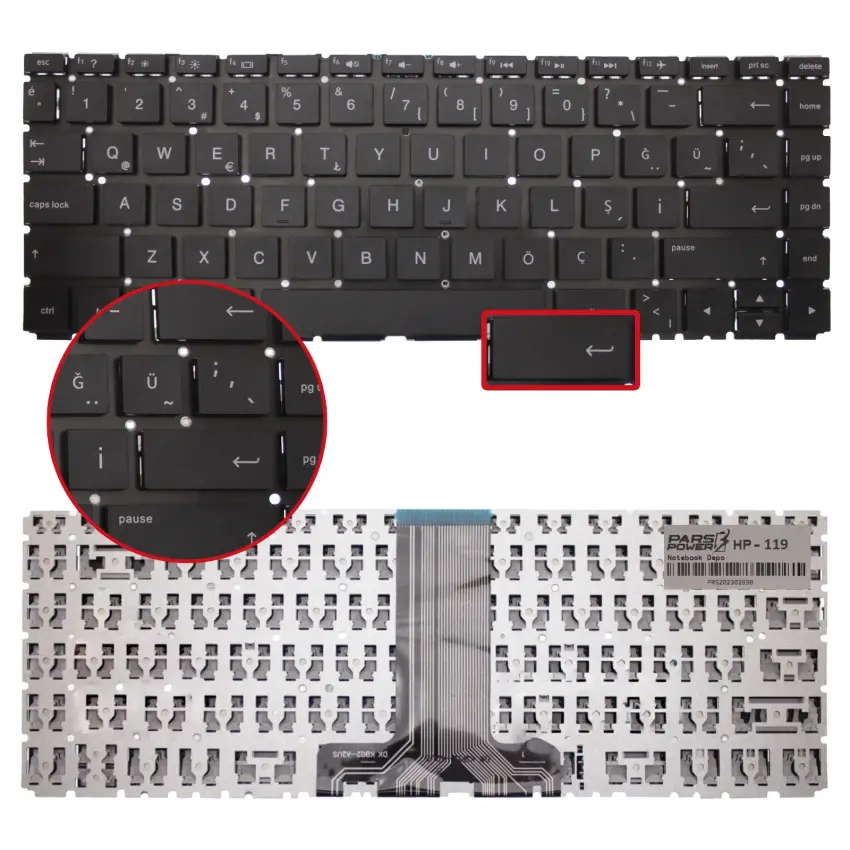 HP x360 14-cd0016nt (4MK03EA) Uyumlu Notebook Klavyesi (Siyah TR)