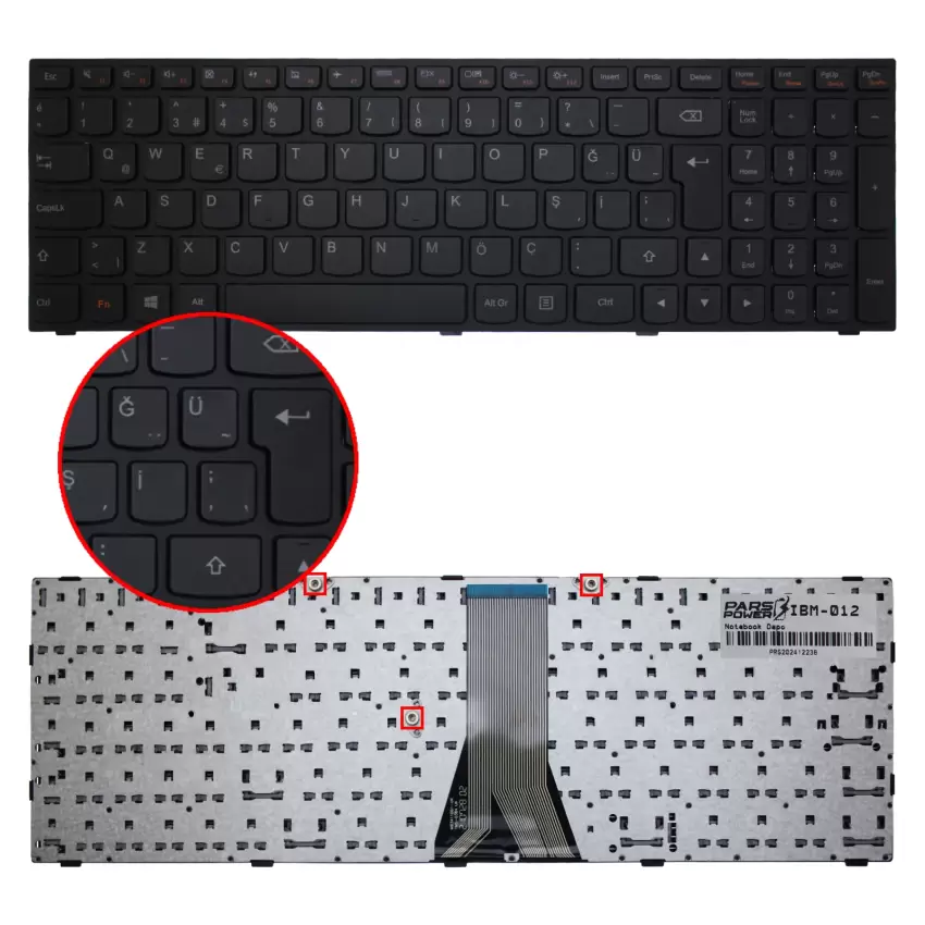 Lenovo 500-15ISK 80NT00NWTX, 80NT00NXTX Notebook Klavye (Siyah TR)