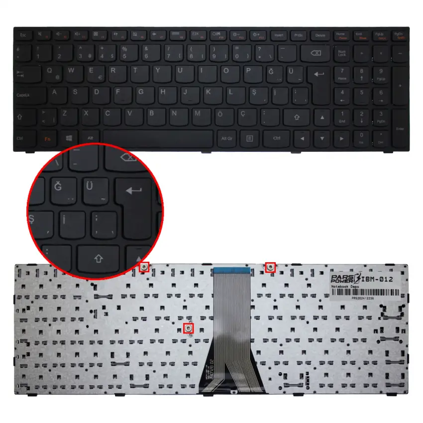 Lenovo E50-80, E5080, Type 20469, 80J2 Notebook Klavye (Siyah TR)